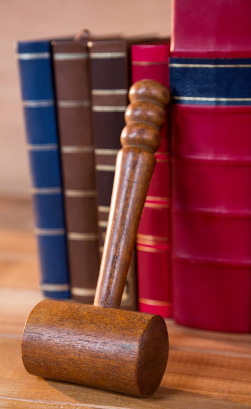 Judges gavel with books on a table